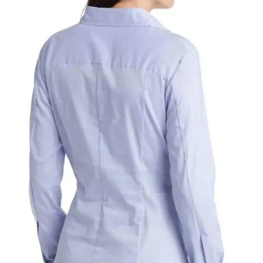 Boss IT 42 US 6 Blue Long Sleeved Collared Button Down Bashinah Cotton Blouse - Picture 2 of 5